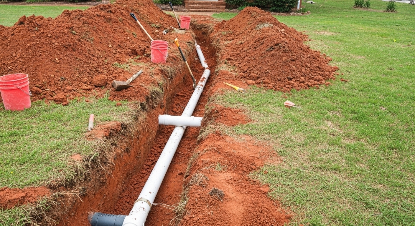 Sewer line trench repair work in Charlotte NC